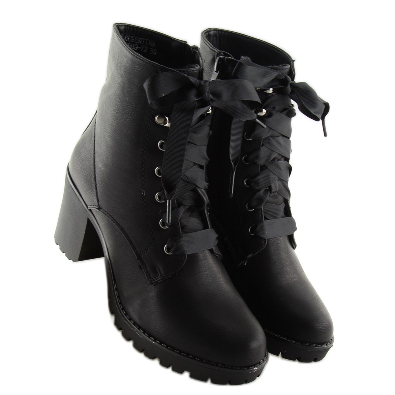 Trabajadores negros de tacón alto B2889-KB Negro 2 Trabajadores negros de tacón alto B2889-KB Negro 2