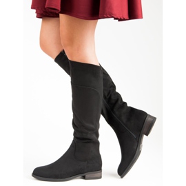 Super Mode Botas clásicas con tacones planos negro 4