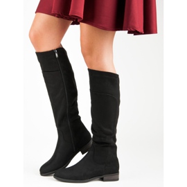 Super Mode Botas clásicas con tacones planos negro 3