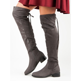 Queen Vivi Botas sobre la rodilla de ante gris 3