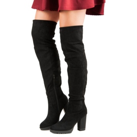 Super Mode Botas de ante con plataforma negro 3