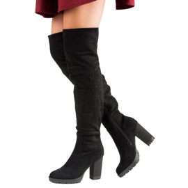 Super Mode Botas de ante con plataforma negro 4