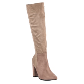 Super Mode Botas de gamuza elegantes marrón 1