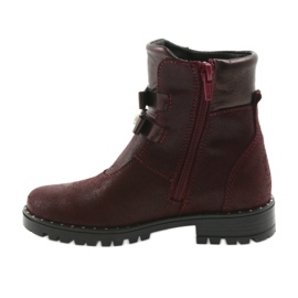 Ren But Botas de cuero para niñas Ren pero 3314 Borgoña con tachuelas rojo 2