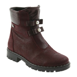 Ren But Botas de cuero para niñas Ren pero 3314 Borgoña con tachuelas rojo 1