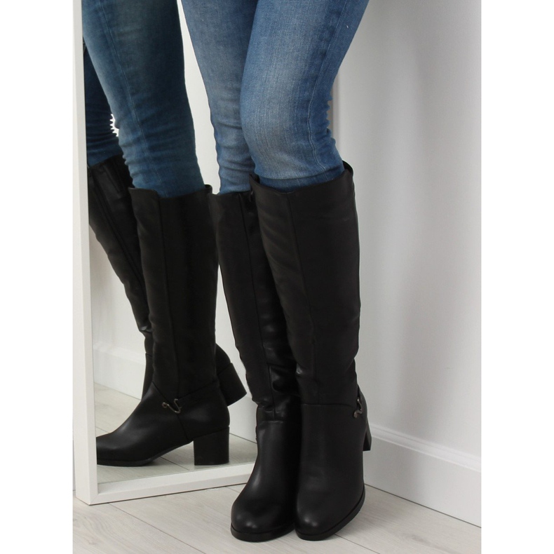 Negro Botas de tacón bajo SG-206 Black 1