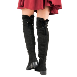 Queen Vivi Botas de gamuza hasta el muslo negro 5