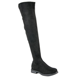 Botas por encima de la rodilla con cremallera decorativa negro 2