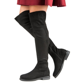 Botas por encima de la rodilla con cremallera decorativa negro 1