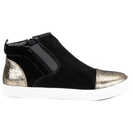 J. Star Zapatillas de mujer elegantes negro amarillo 1