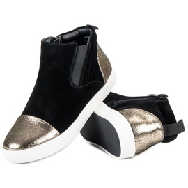 J. Star Zapatillas de mujer elegantes negro amarillo 5