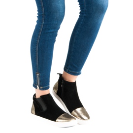 J. Star Zapatillas de mujer elegantes negro amarillo 6