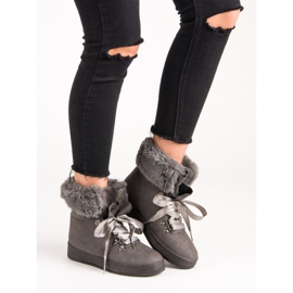 Botas de nieve grises con piel 2