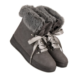 Botas de nieve grises con piel 8