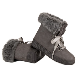 Botas de nieve grises con piel 7