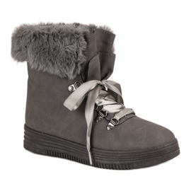 Botas de nieve grises con piel 4