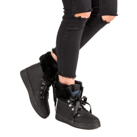 Botas de nieve negras con pelo negro 7