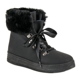 Botas de nieve negras con pelo negro 2