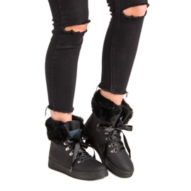 Botas de nieve negras con pelo negro 6