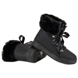 Botas de nieve negras con pelo negro 5