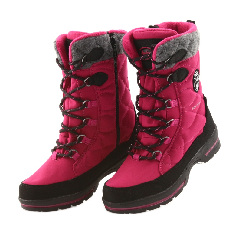 American Club Botas de nieve con membrana rosa American 801SB negro gris 3