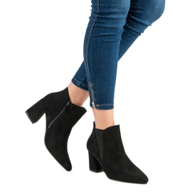 Belle Women Botines de ante en el poste negro 2