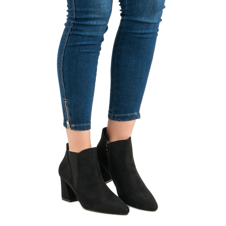 Belle Women Botines de ante en el poste negro 1