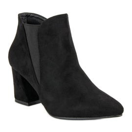 Belle Women Botines de ante en el poste negro 3
