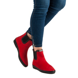 Kylie Chanclos de gamuza para mujer negro rojo 3