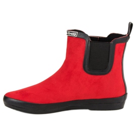 Kylie Chanclos de gamuza para mujer negro rojo 5