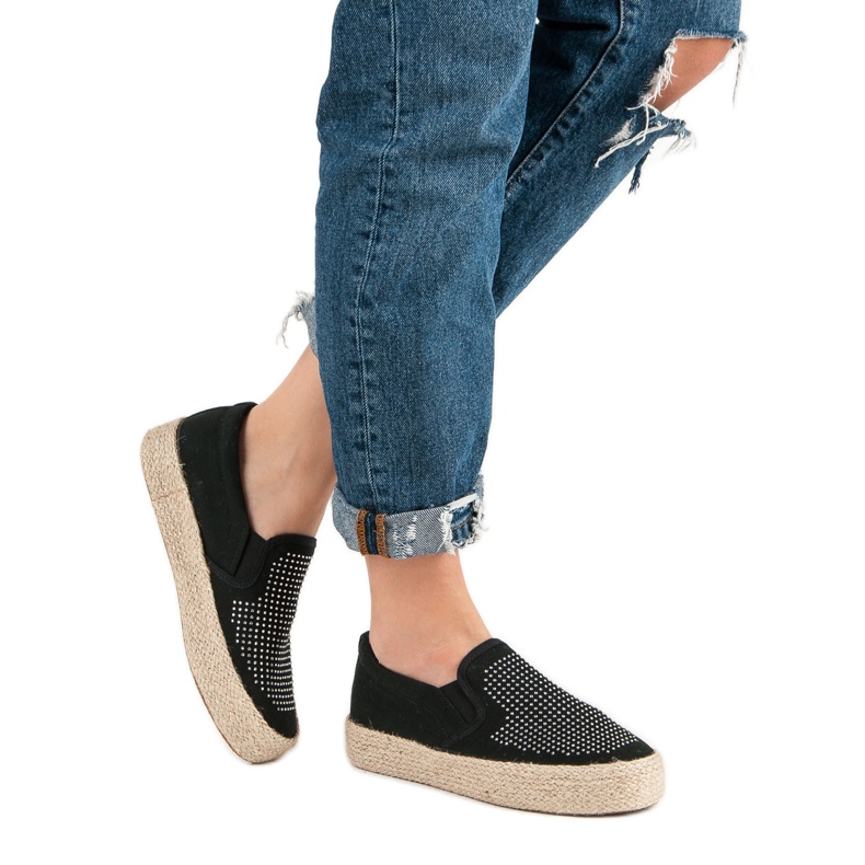 J. Star Slipons con cristales negro 2