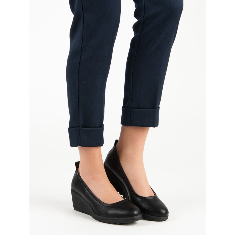 J. Star Bombas de cuña negras negro 2