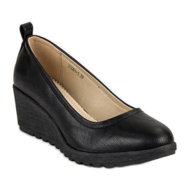 J. Star Bombas de cuña negras negro 4