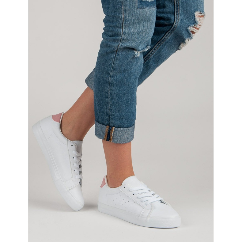 Zapatos deportivos blancos rosado 1