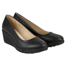 J. Star Bombas de cuña negro 5