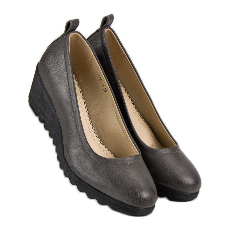 J. Star Bombas de cuña grises 2