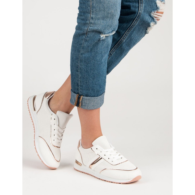 Calzado deportivo calado blanco amarillo 1