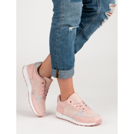 Calzado deportivo con cordones gris rosa 2