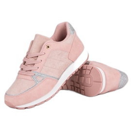 Calzado deportivo con cordones gris rosado 4