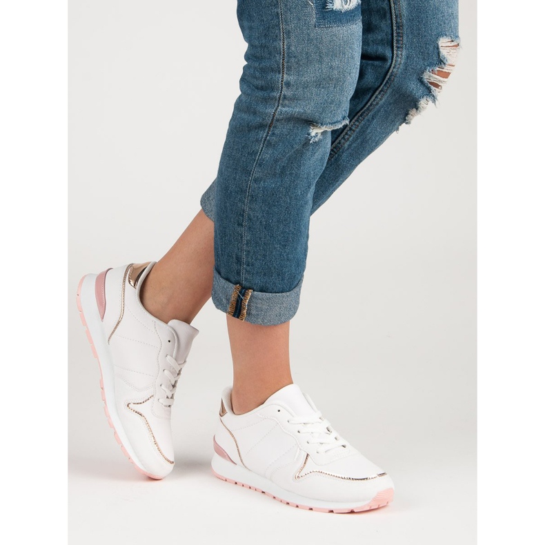 Zapatos deportivos blancos amarillo rosado 1 Zapatos deportivos blancos amarillo rosado 1