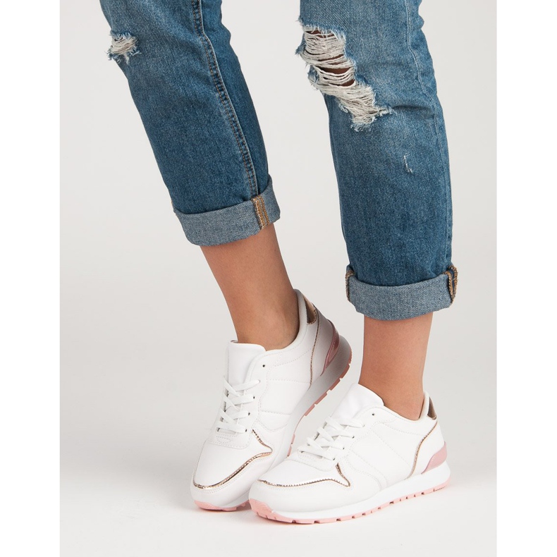 Zapatos deportivos blancos amarillo rosa 2