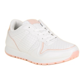 Calzado deportivo de moda blanco rosado 2