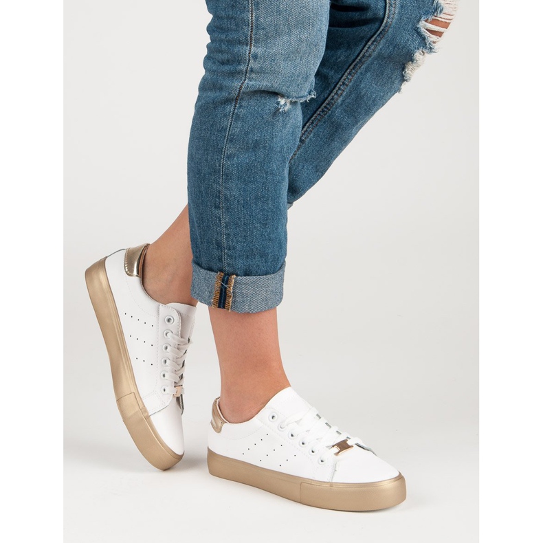 Calzado deportivo cómodo blanco amarillo 1 Calzado deportivo cómodo blanco amarillo 1