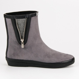 Kylie Chanclos de gamuza con cremallera decorativa gris 3