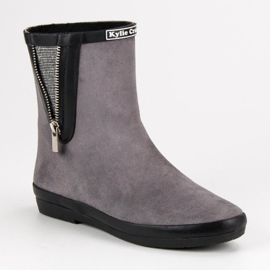 Kylie Chanclos de gamuza con cremallera decorativa gris 4