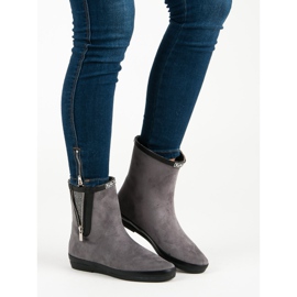Kylie Chanclos de gamuza con cremallera decorativa gris 1