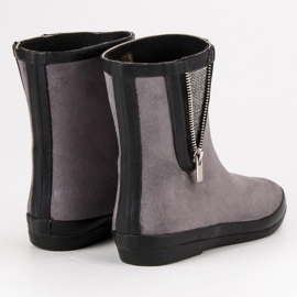 Kylie Chanclos de gamuza con cremallera decorativa gris 6