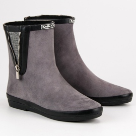 Kylie Chanclos de gamuza con cremallera decorativa gris 7