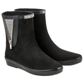 Kylie Chanclos de gamuza con cremallera decorativa negro 7
