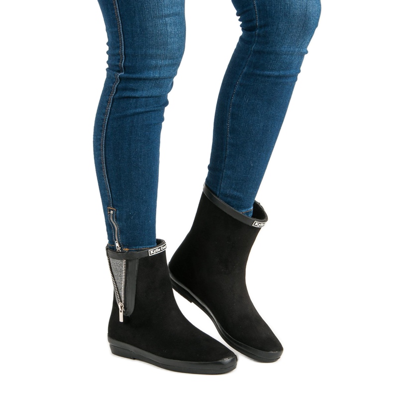 Kylie Chanclos de gamuza con cremallera decorativa negro 2